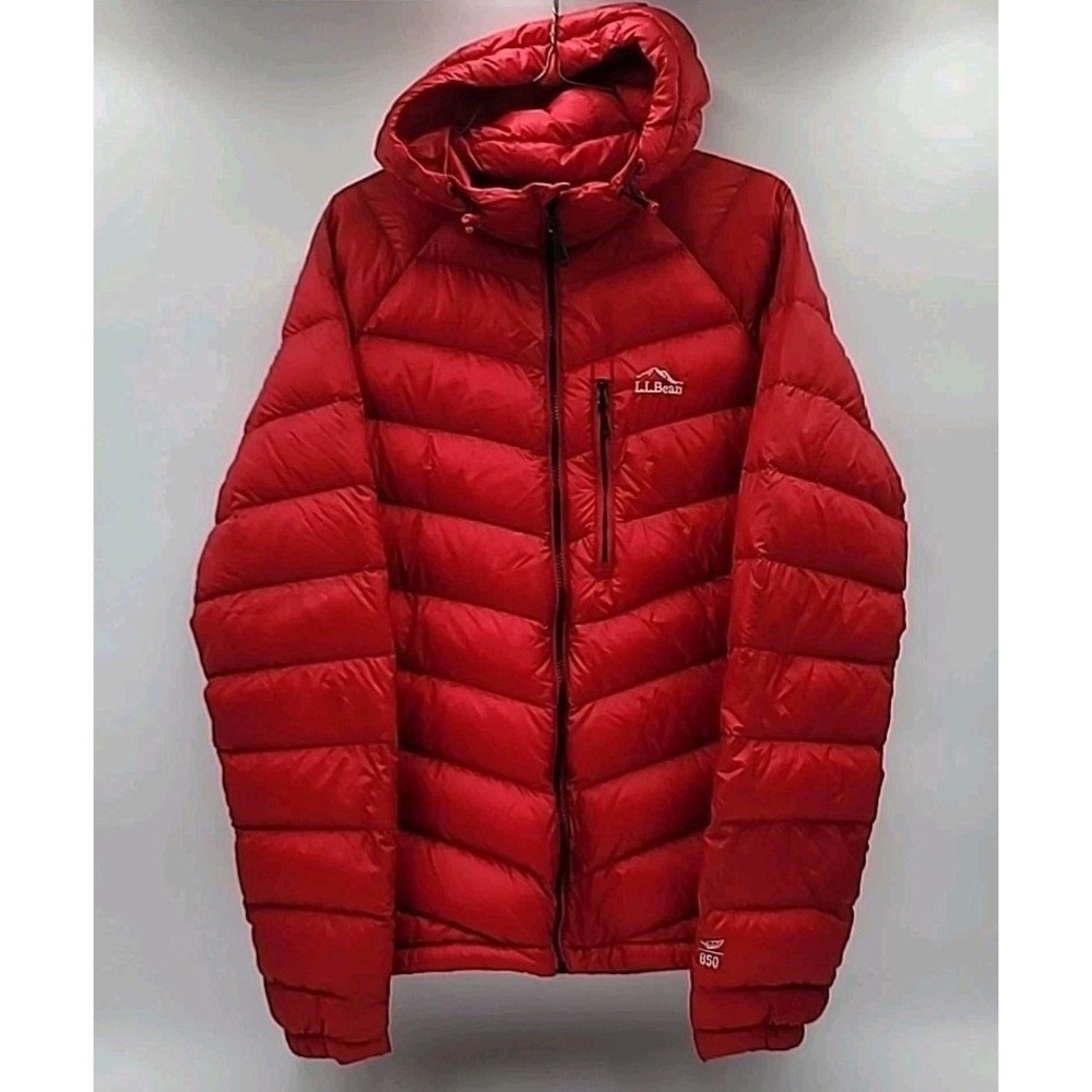 Women's LL Bean Ultralight Goose Down Jacket 850 Puffer Coat Red Size Med